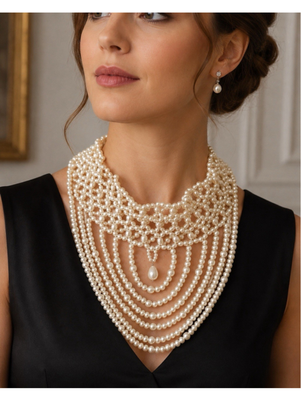 Miguel Ases Faceted Cultured Pearl Necklace Long Gemstones Couture - Picture 2 of 5